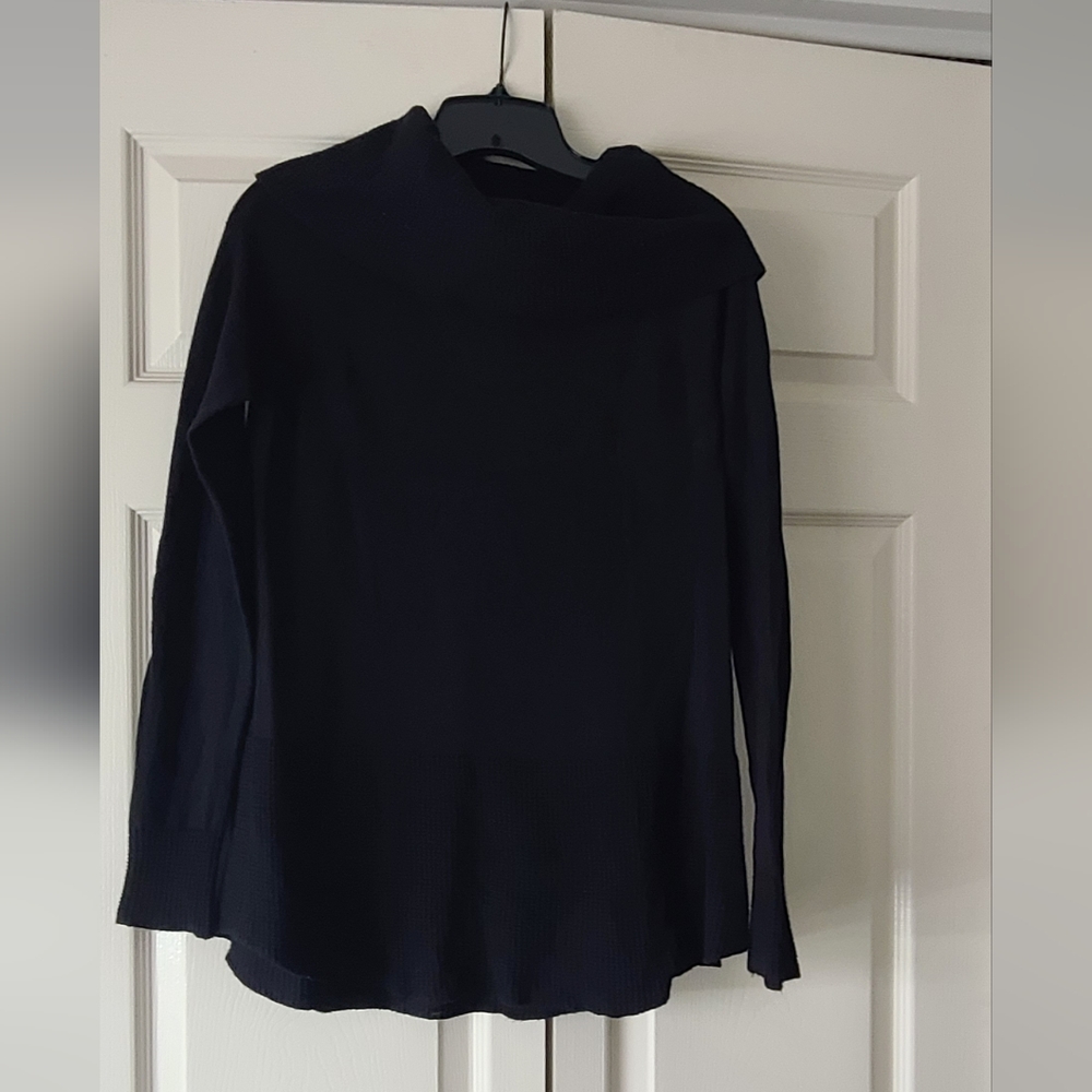 Cyrus cowl neck oversized black waffle knit sweater size s
